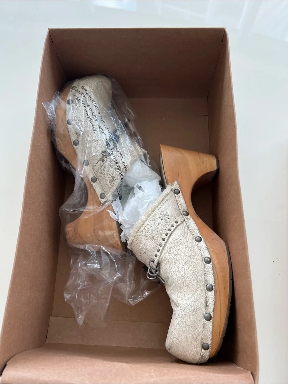 CARNABY LONDON Jeannette Leather Wood Platform Clogs EU-Size 38